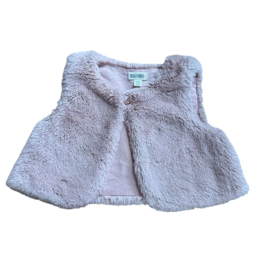 Gymboree Pink Faux Fur Vest Holiday Christmas Winter Baby Girl 12-18M